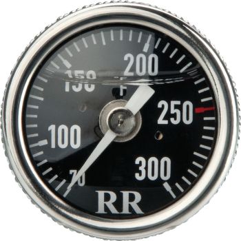 RR-Öltemperatur-Direktmesser RR23 mit schwarzem Ziffernblatt und FAHRENHEIT-Skala (70-300°F)